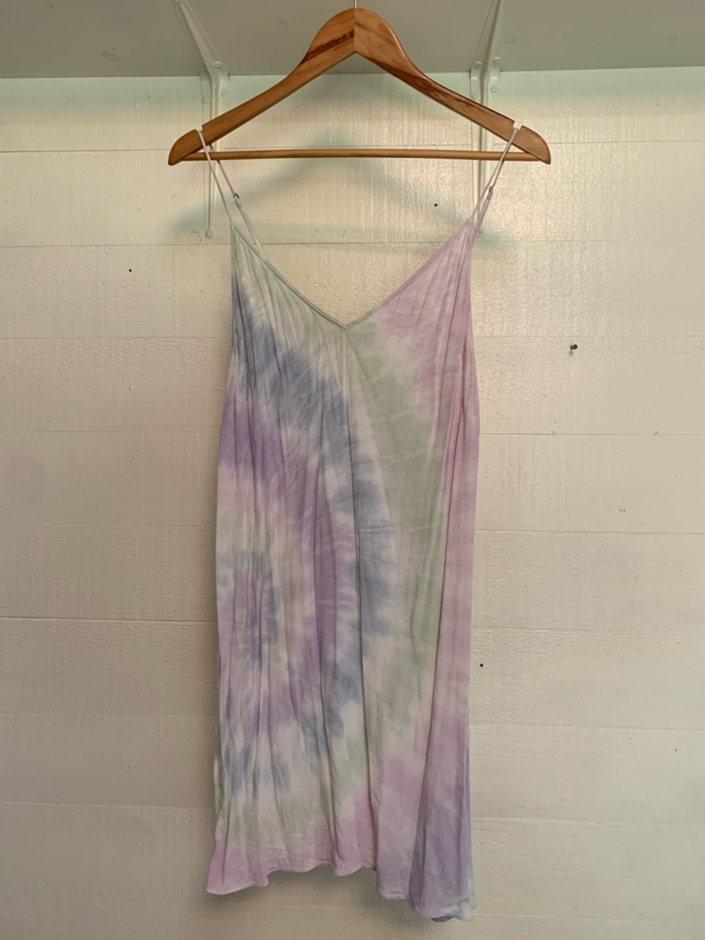 Wilfred Pastel Tie-Dye Slip Dress in Lavender and Mint